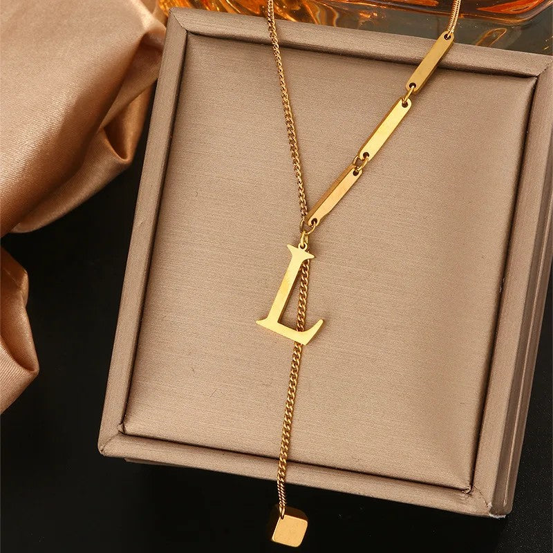 Geometric Initial Letter Necklace