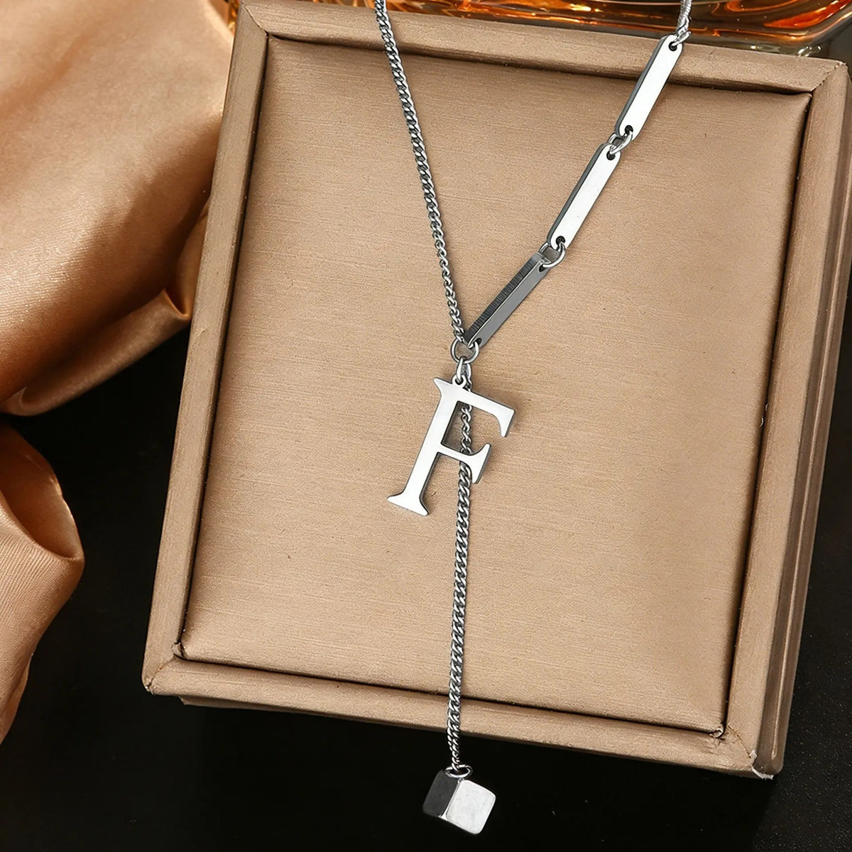 Geometric Initial Letter Necklace