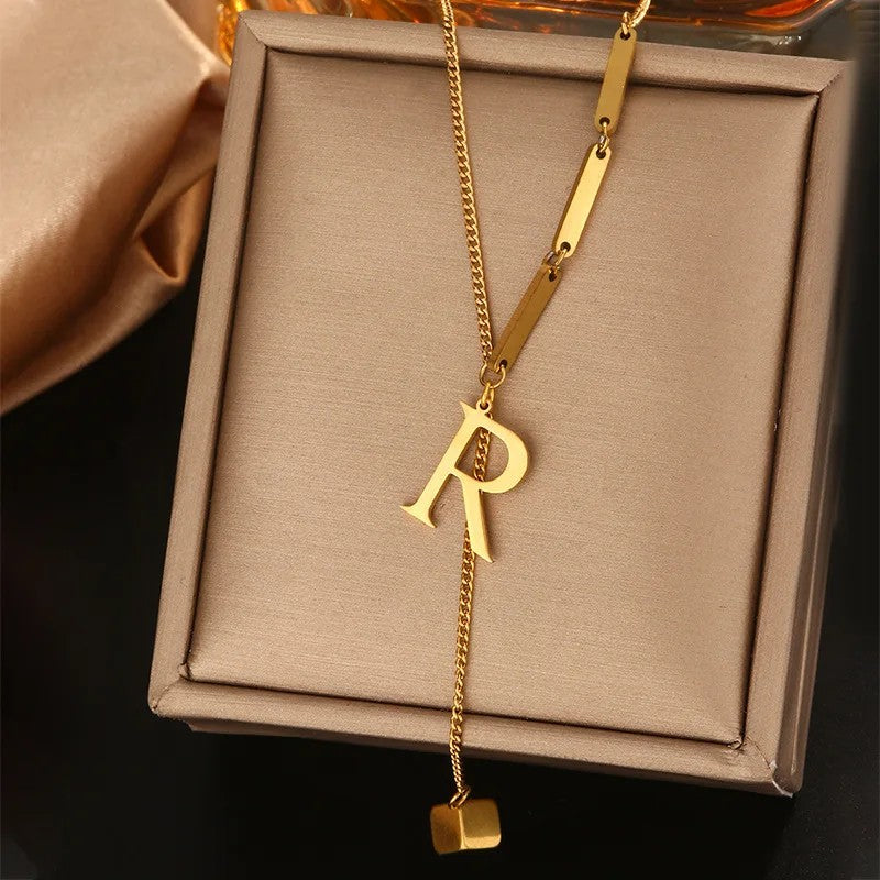 Geometric Initial Letter Necklace