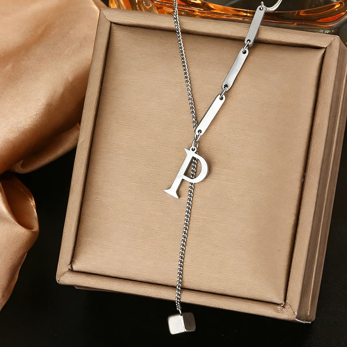 Geometric Initial Letter Necklace