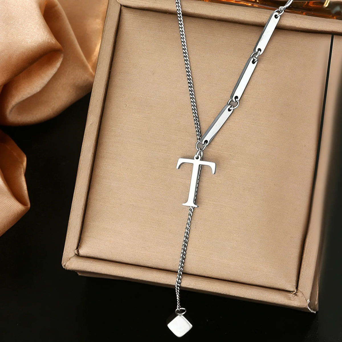 Geometric Initial Letter Necklace