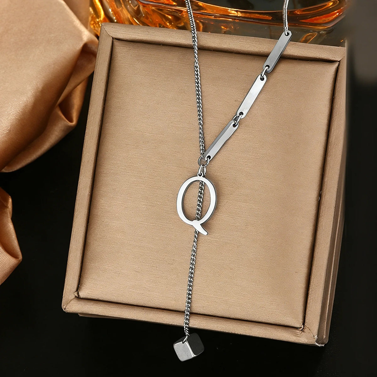 Geometric Initial Letter Necklace