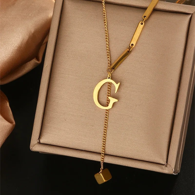 Geometric Initial Letter Necklace