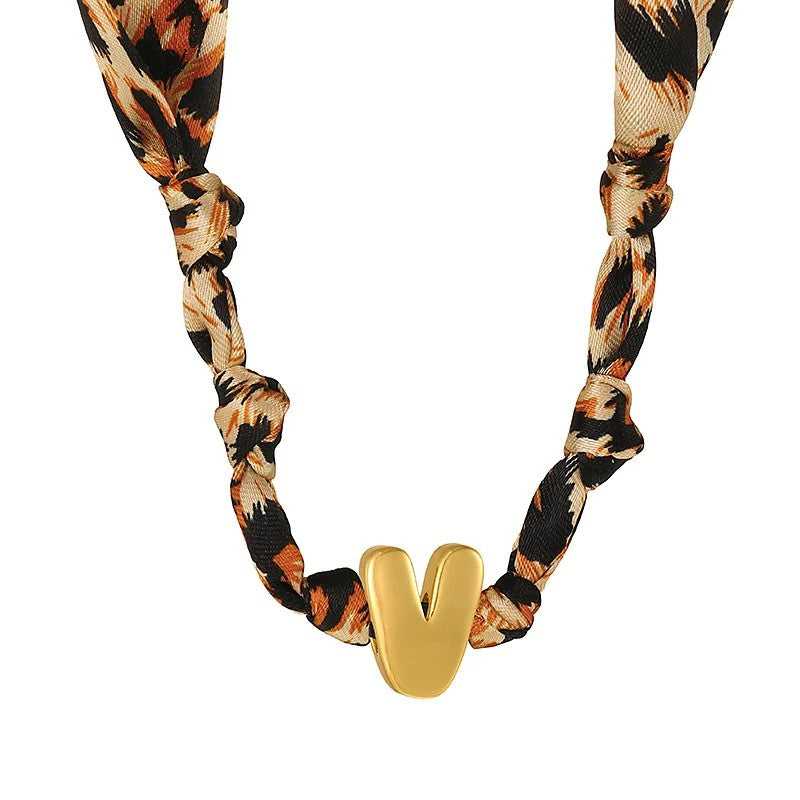 Leopard Initial Choker Necklace
