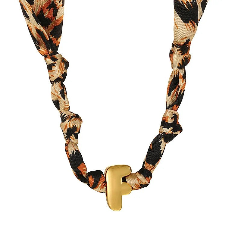 Leopard Initial Choker Necklace