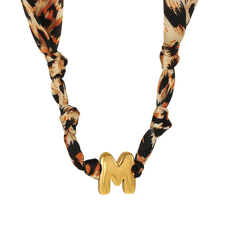 Leopard Initial Choker Necklace