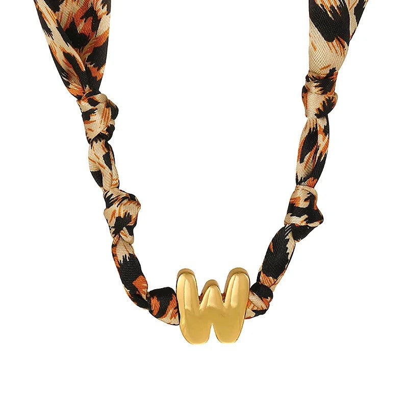 Leopard Initial Choker Necklace