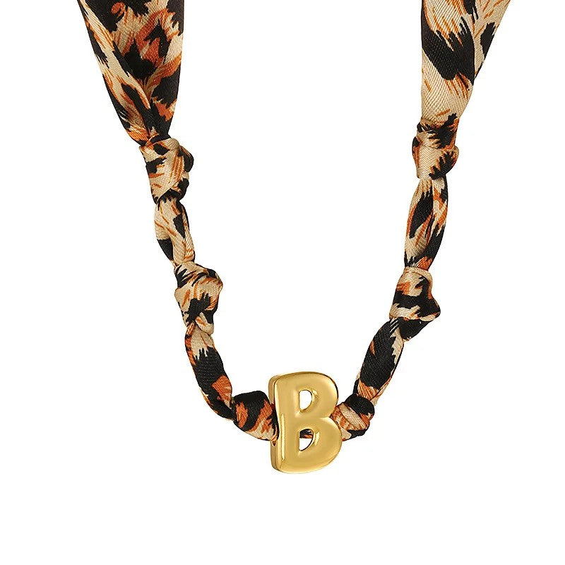 Leopard Initial Choker Necklace
