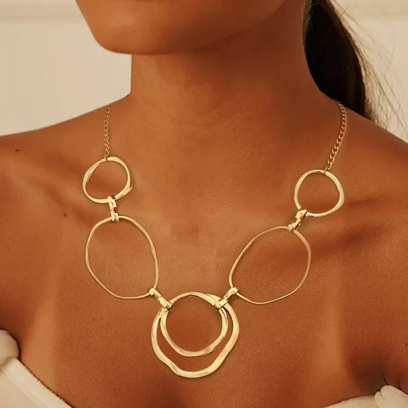 Asymmetric Circle Link Necklace