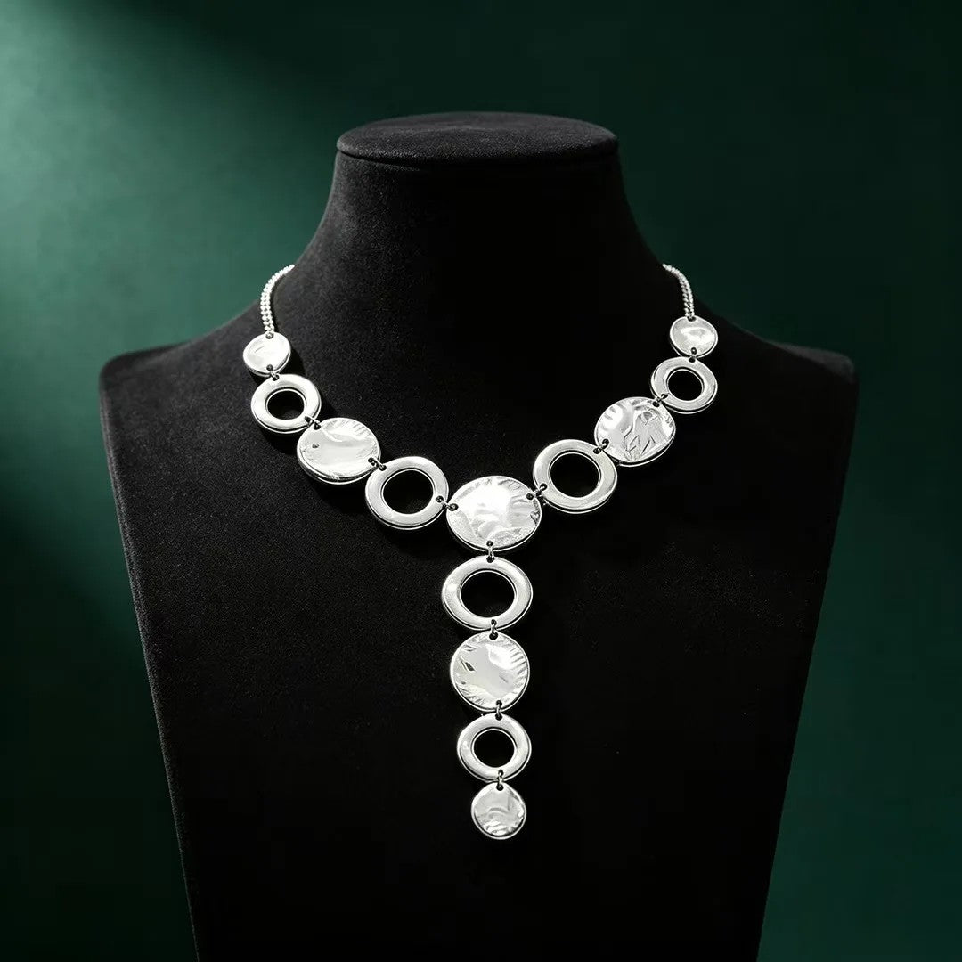 Geometric Circle Lariat Necklace