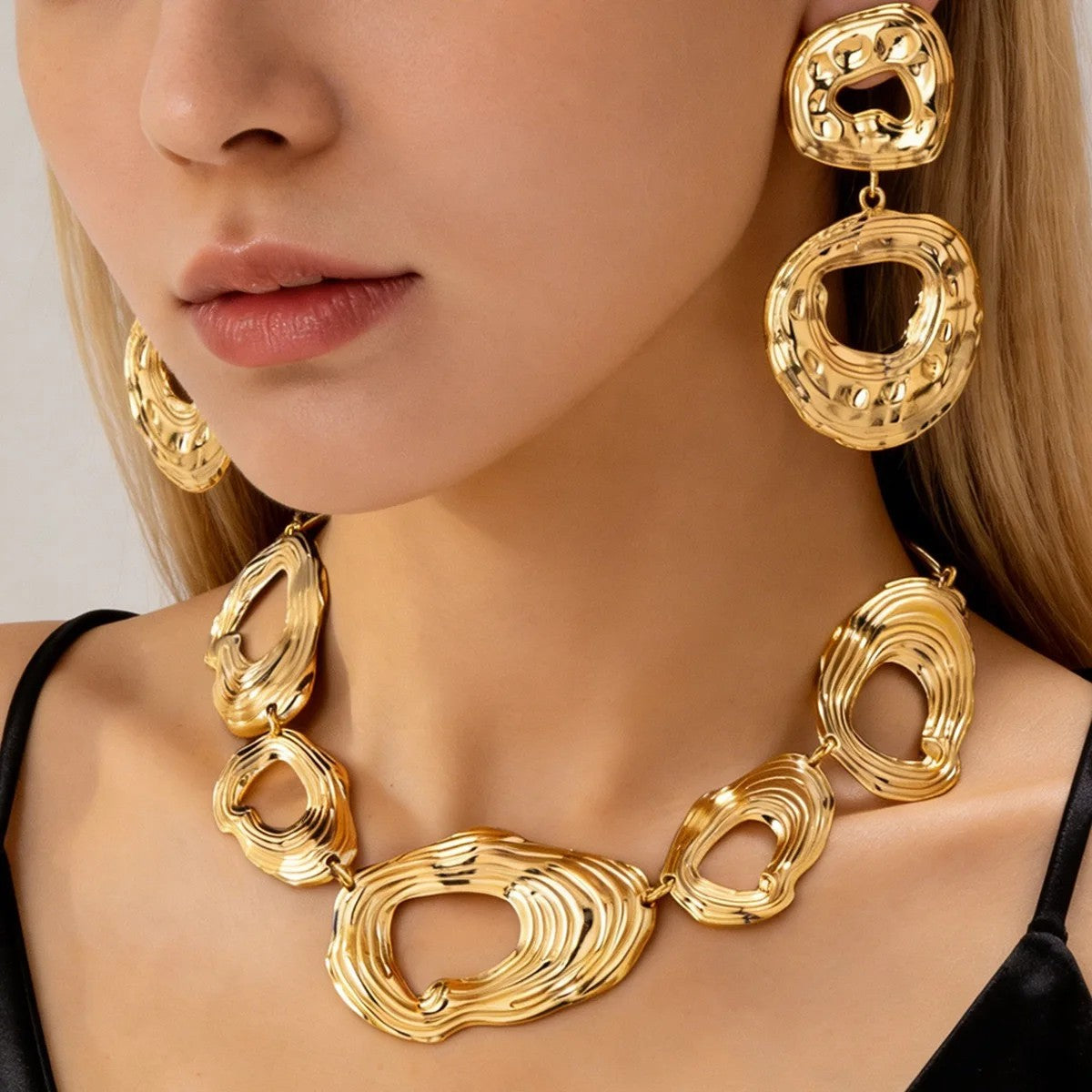 Hammered Oval Link Jewelry Set