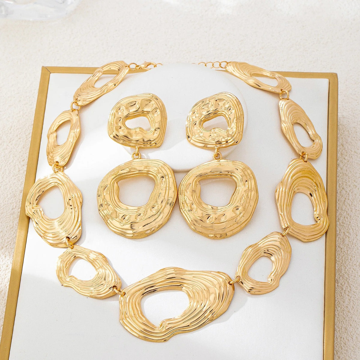 Hammered Oval Link Jewelry Set
