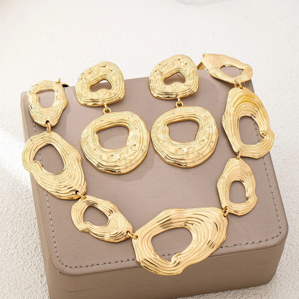 Hammered Oval Link Jewelry Set