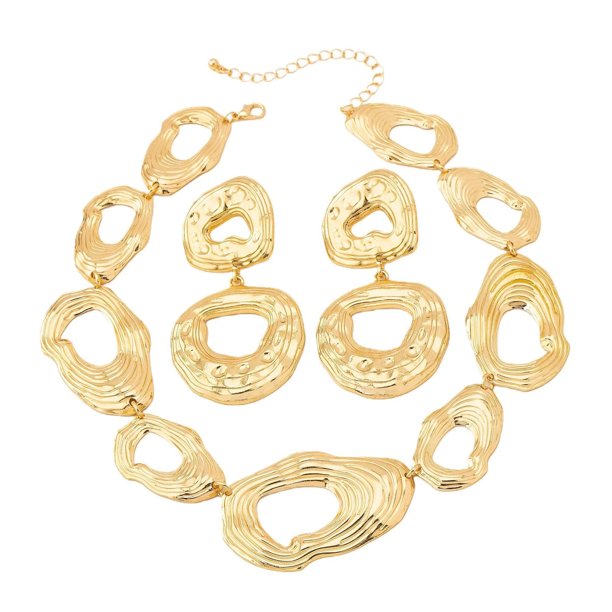 Hammered Oval Link Jewelry Set
