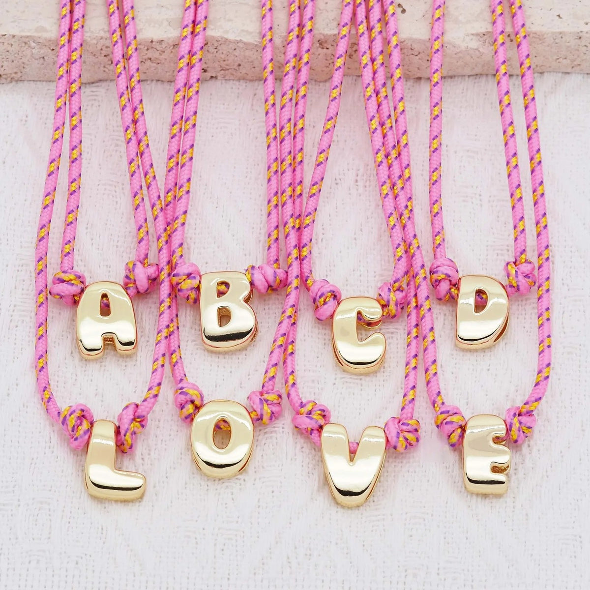 Gold Letter Rope Necklace