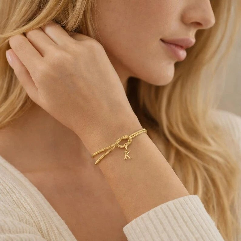 Initial Love Knot Bracelet