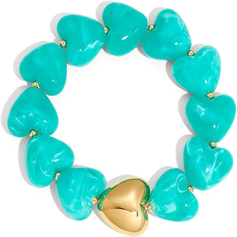 Colorful Acrylic Heart Charm Bracelet