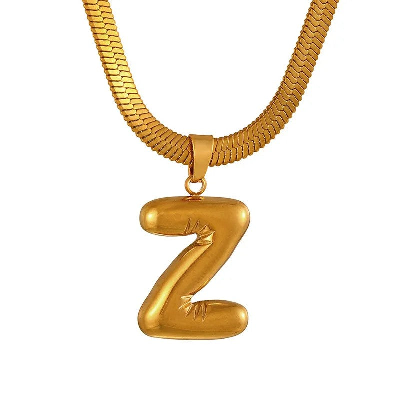Layered Snake Chain Letter Pendant
