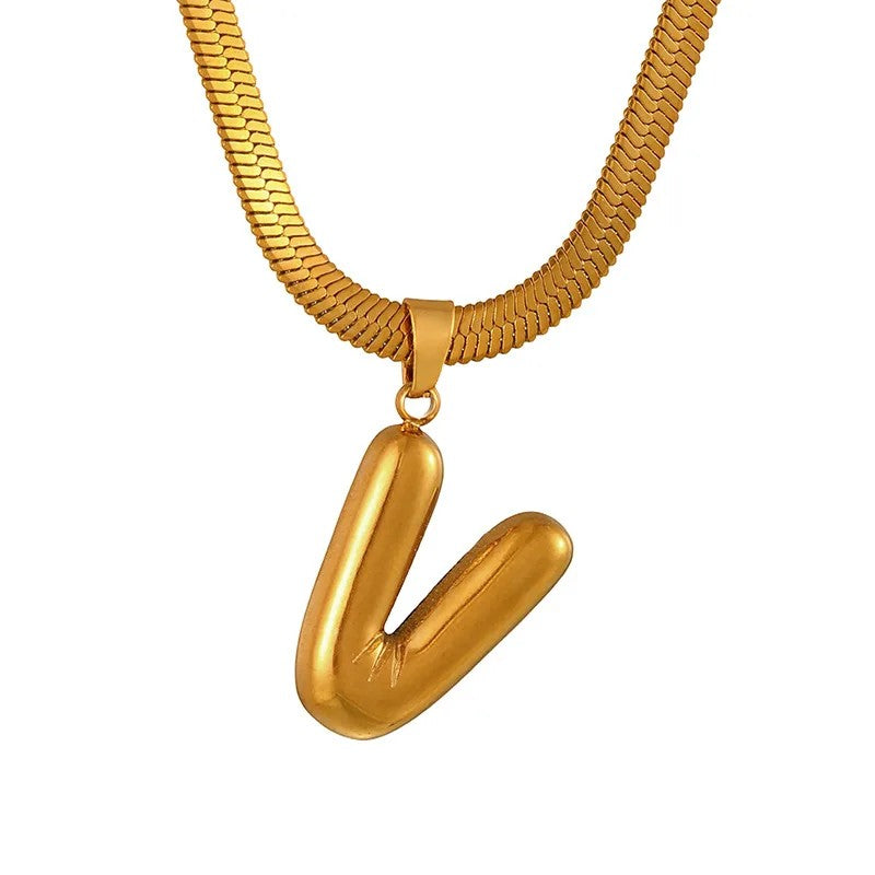 Layered Snake Chain Letter Pendant