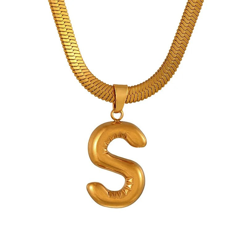 Layered Snake Chain Letter Pendant