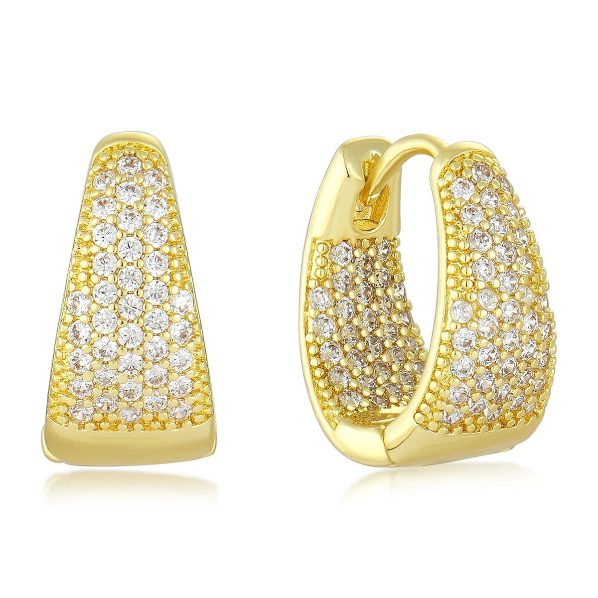 Triangle Pave Huggie Earrings