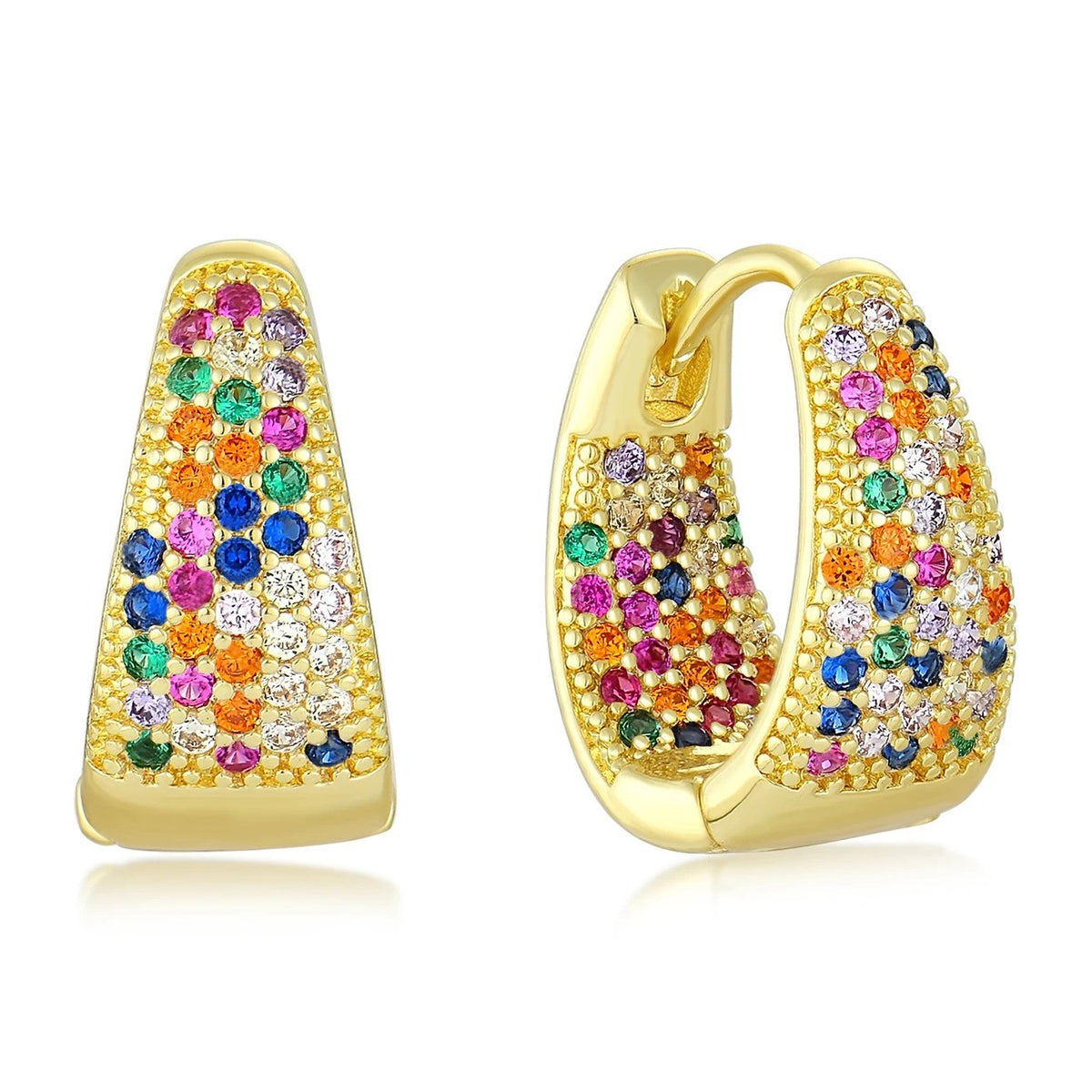Triangle Pave Huggie Earrings