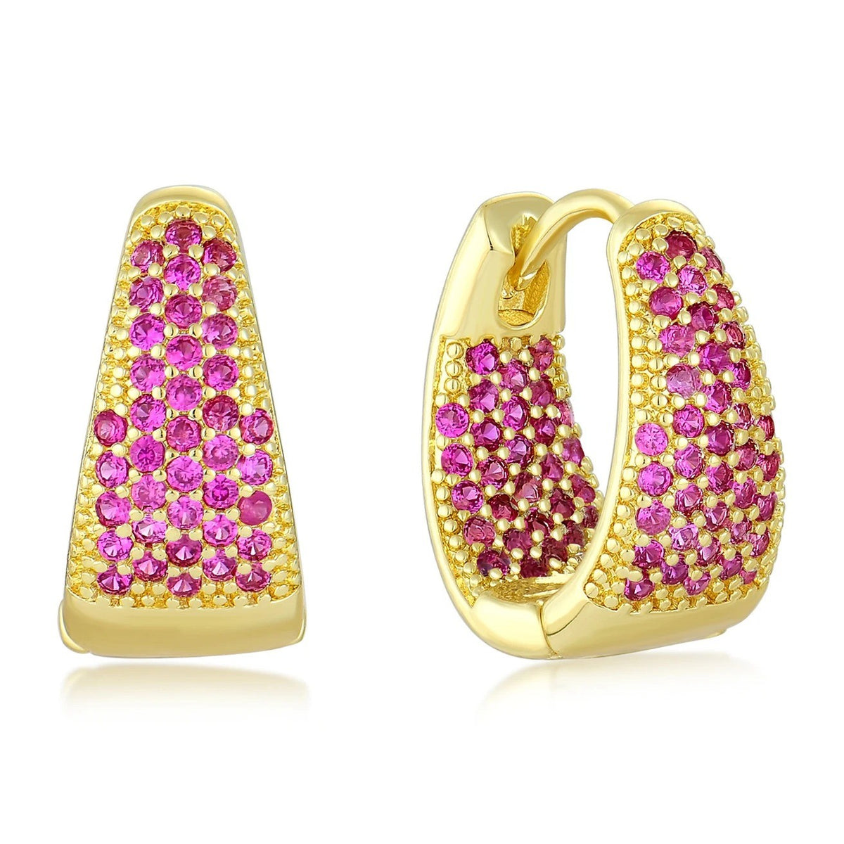 Triangle Pave Huggie Earrings
