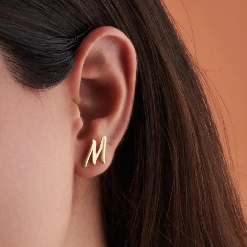 Cursive Heart Outline Stud Earrings