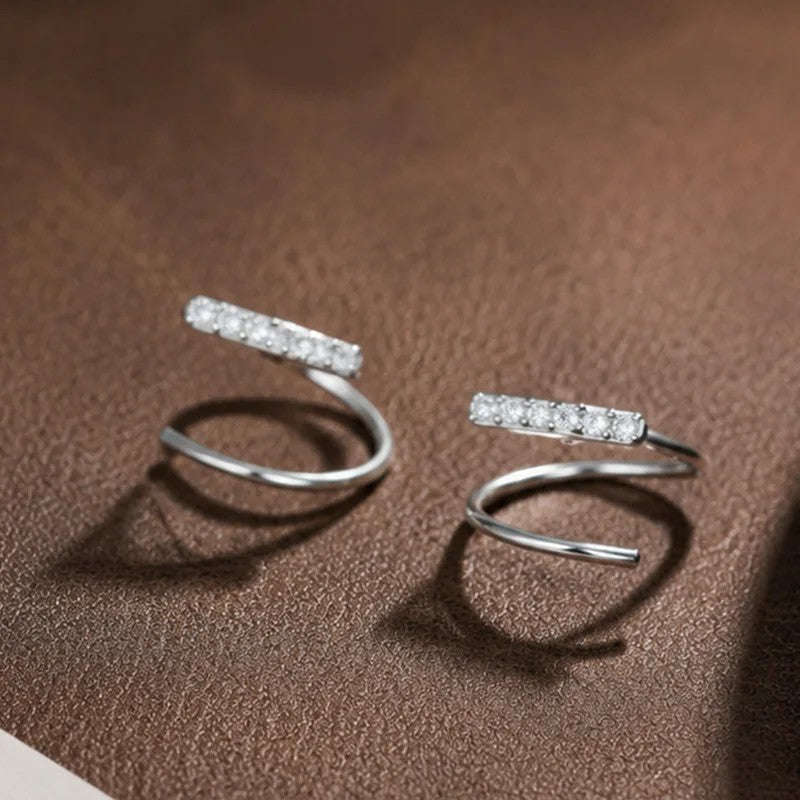 Zircon Spiral Bar Earrings