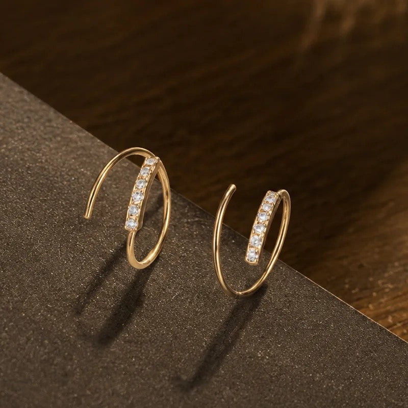 Zircon Spiral Bar Earrings