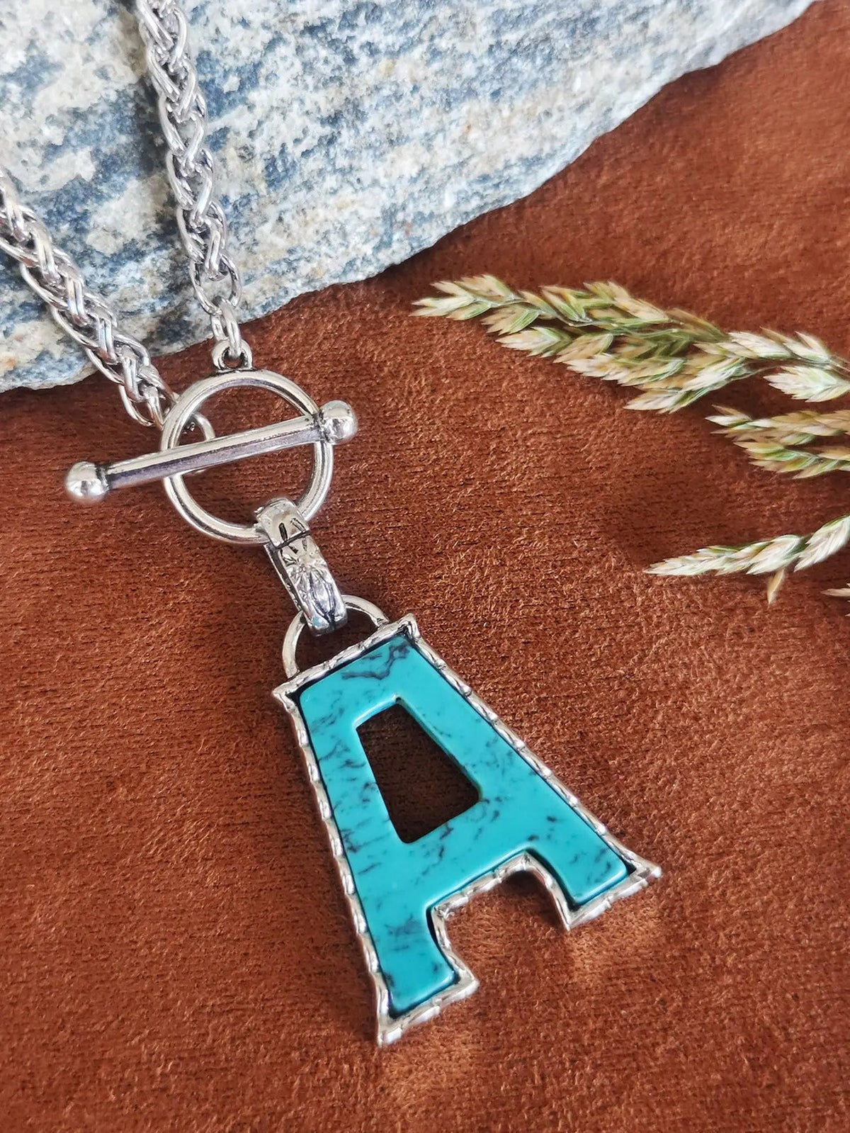 Turquoise Letter Toggle Necklace