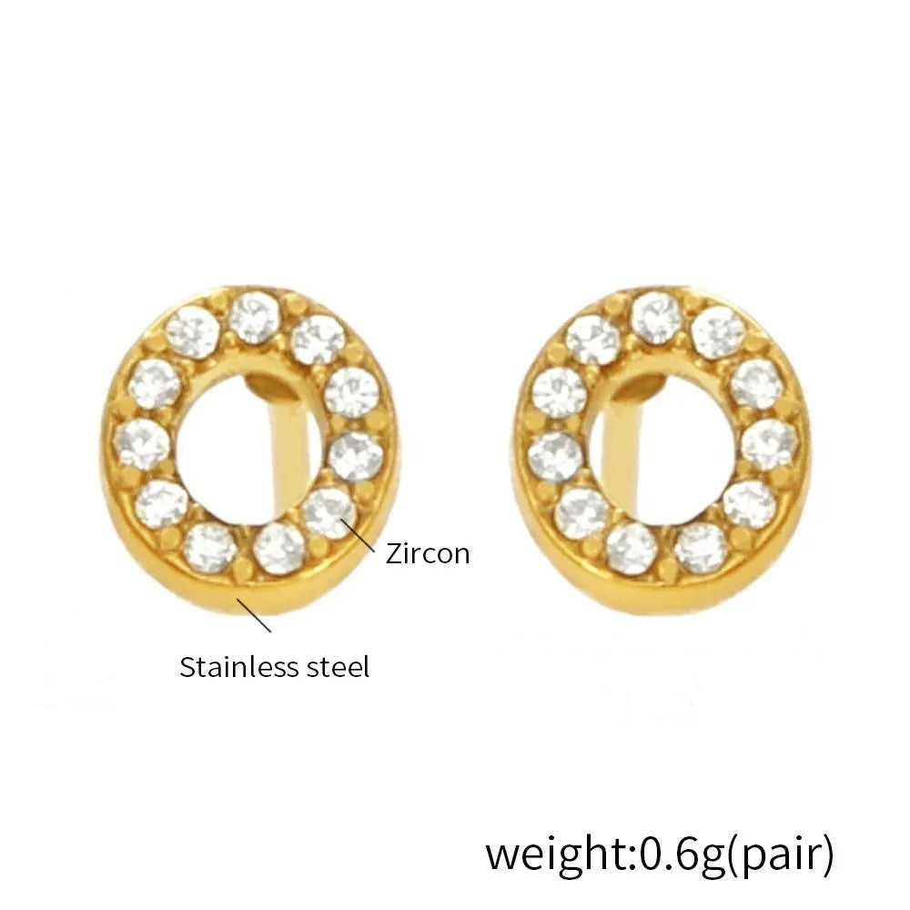 Gold Crystal Initial Letter Stud Earrings