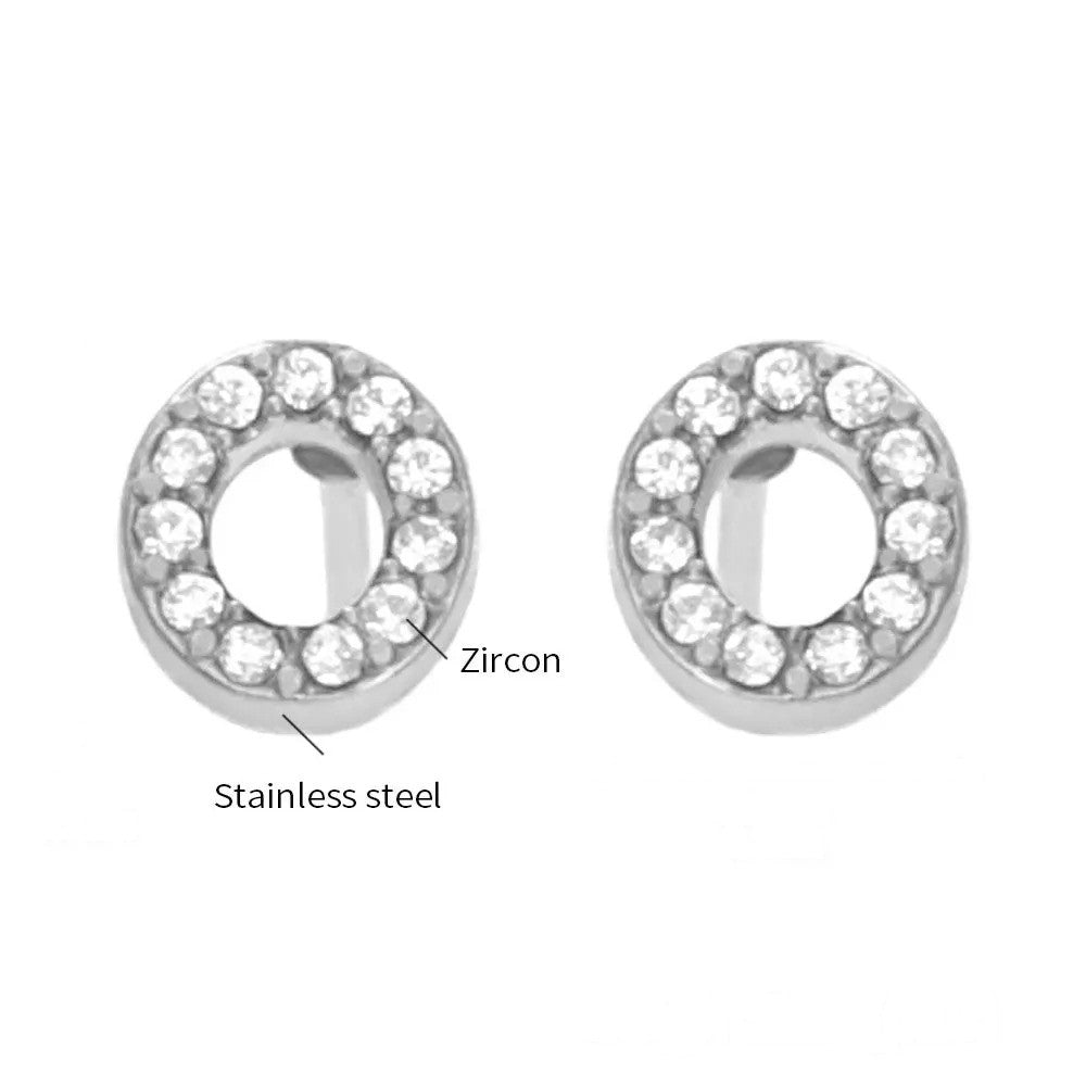 Gold Crystal Initial Letter Stud Earrings