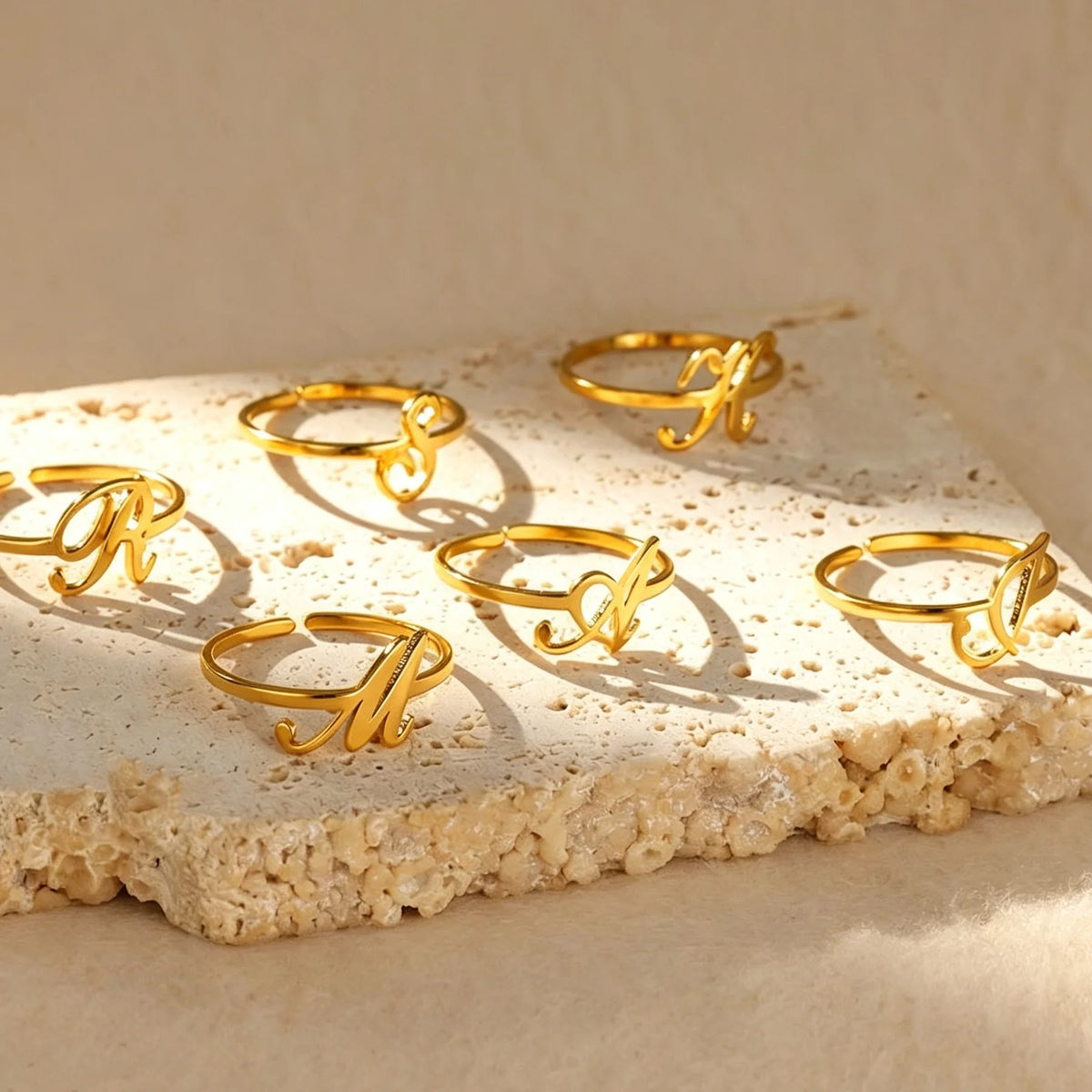 Initial Script Cuff Ring