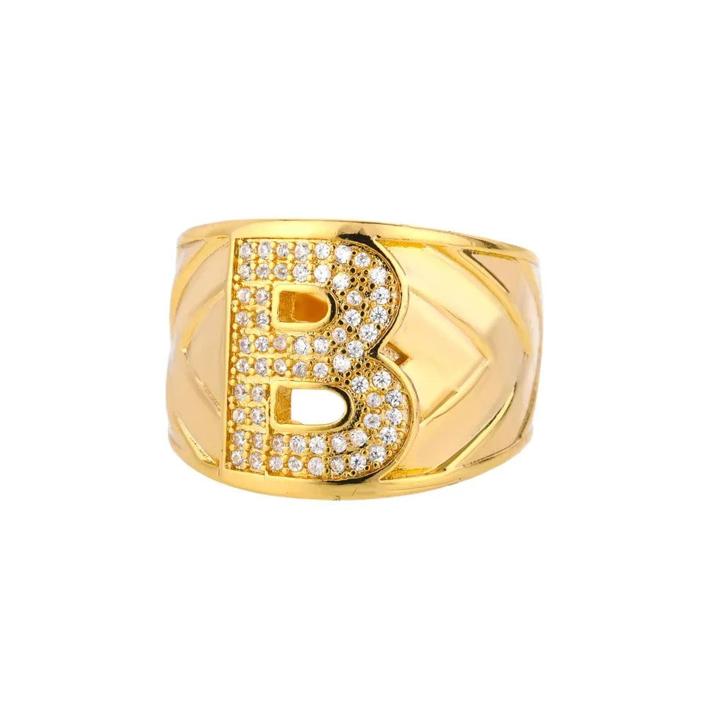 Crystal Initial Band Ring