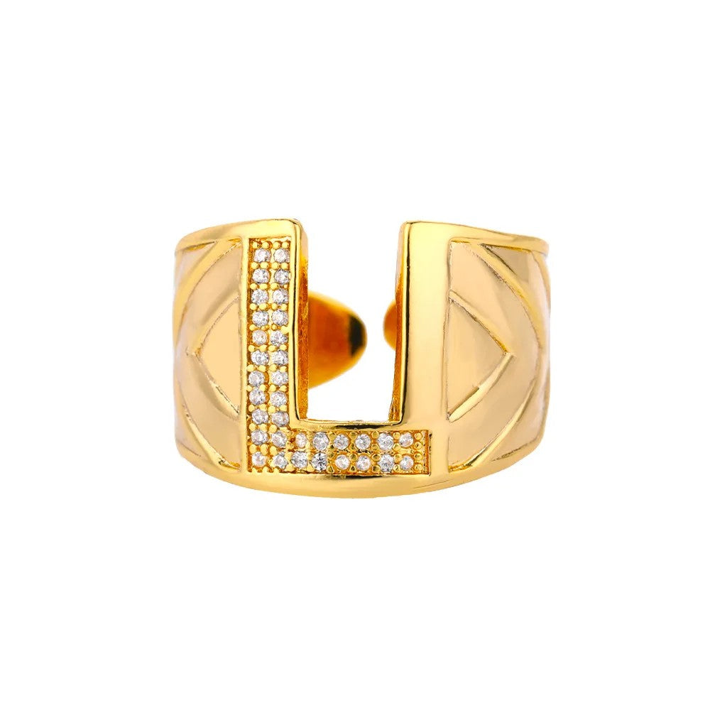 Crystal Initial Band Ring