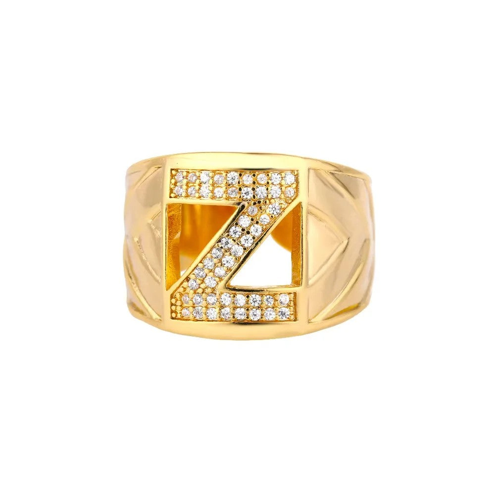 Crystal Initial Band Ring
