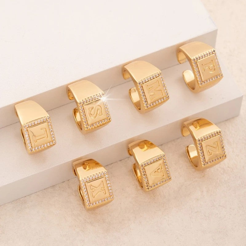 Square Initial Open Ring