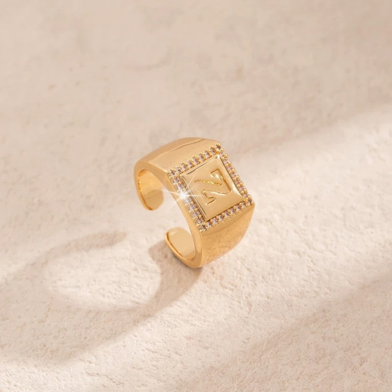 Square Initial Open Ring