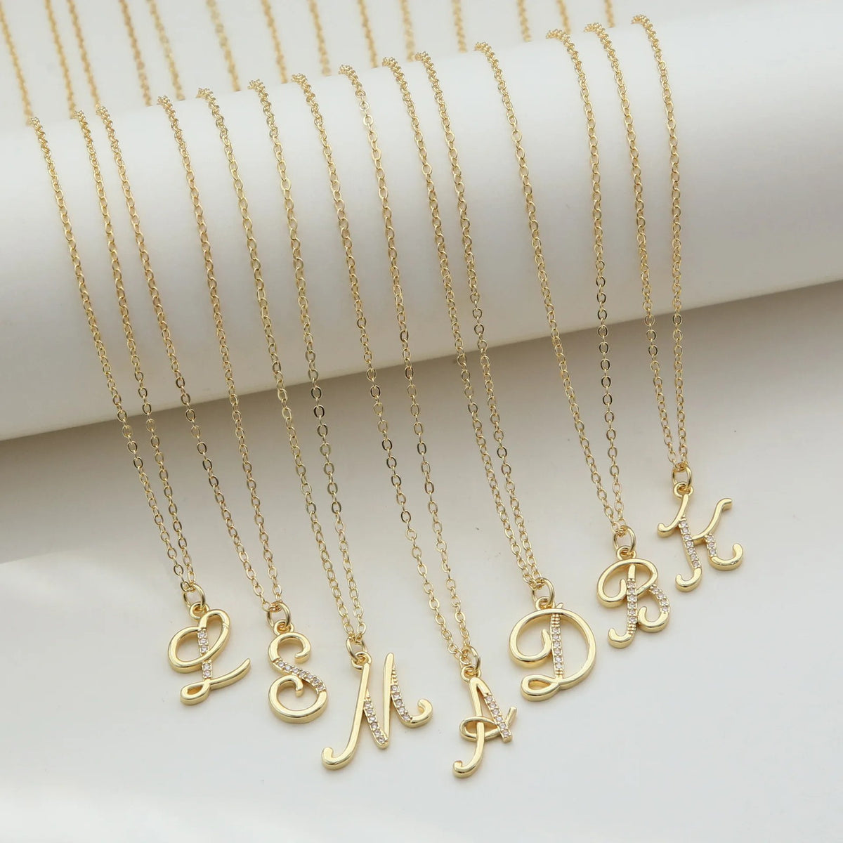 Zircon Script Initial Layered Necklace