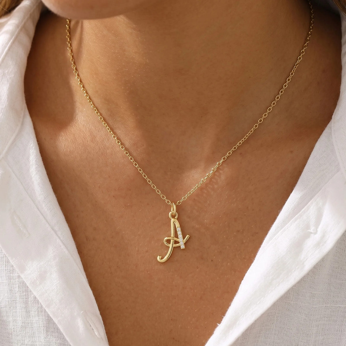 Zircon Script Initial Layered Necklace