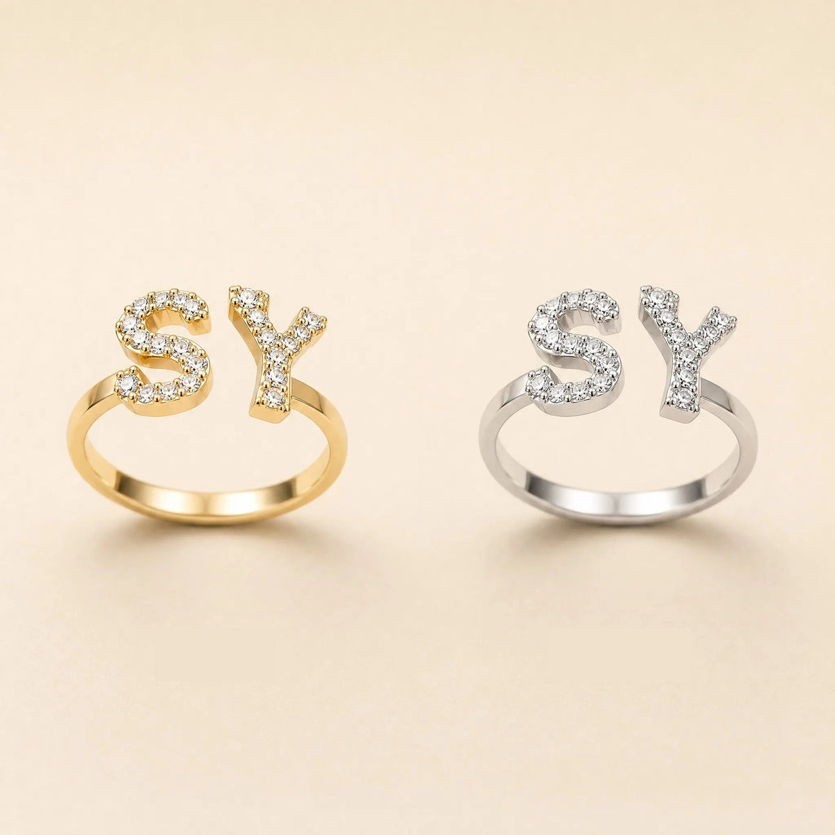 Crystal Initial Letter Ring