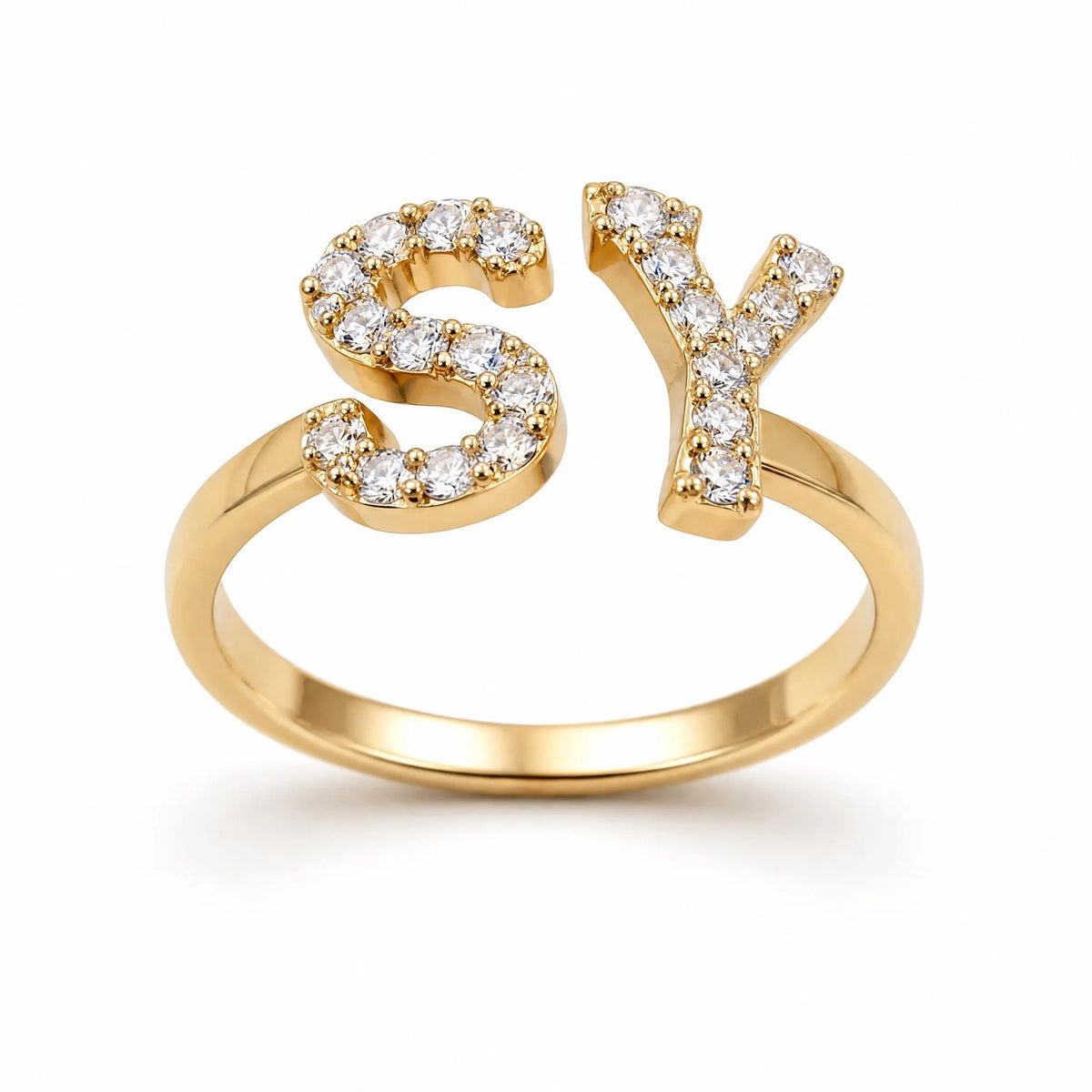 Crystal Initial Letter Ring