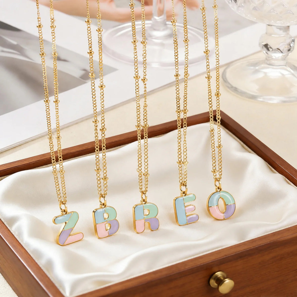 Colorful Enamel Initial Necklace