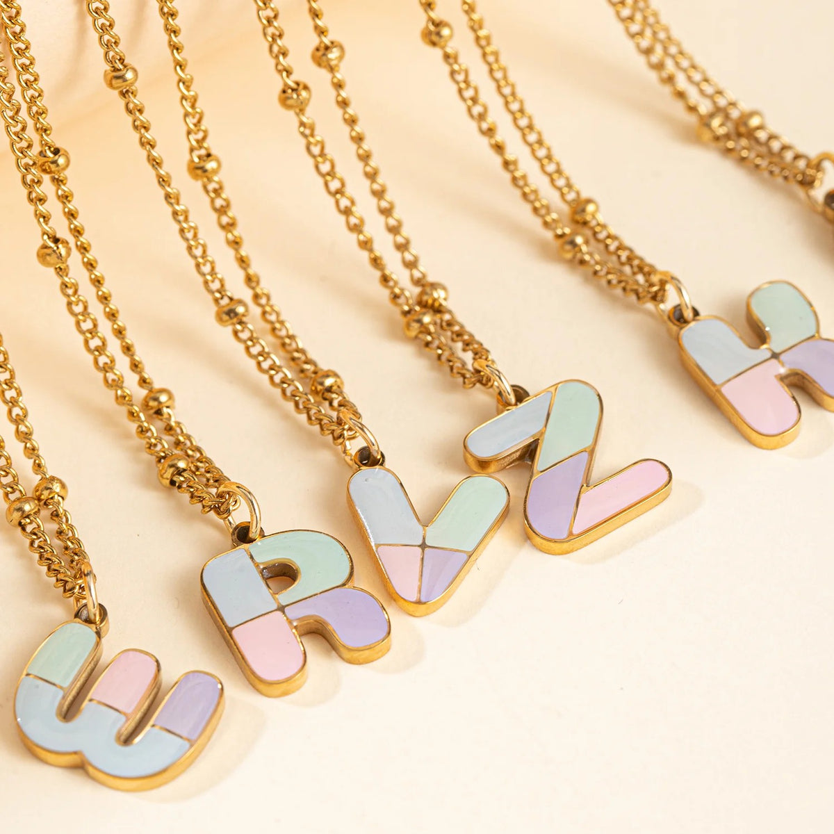 Colorful Enamel Initial Necklace