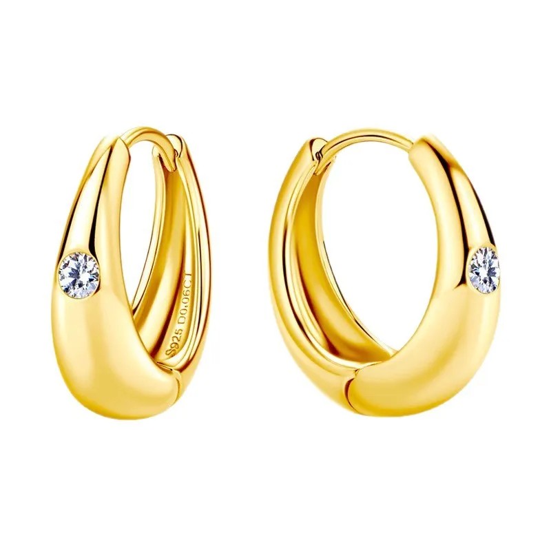 Crystal Accent Huggie Hoop Earrings