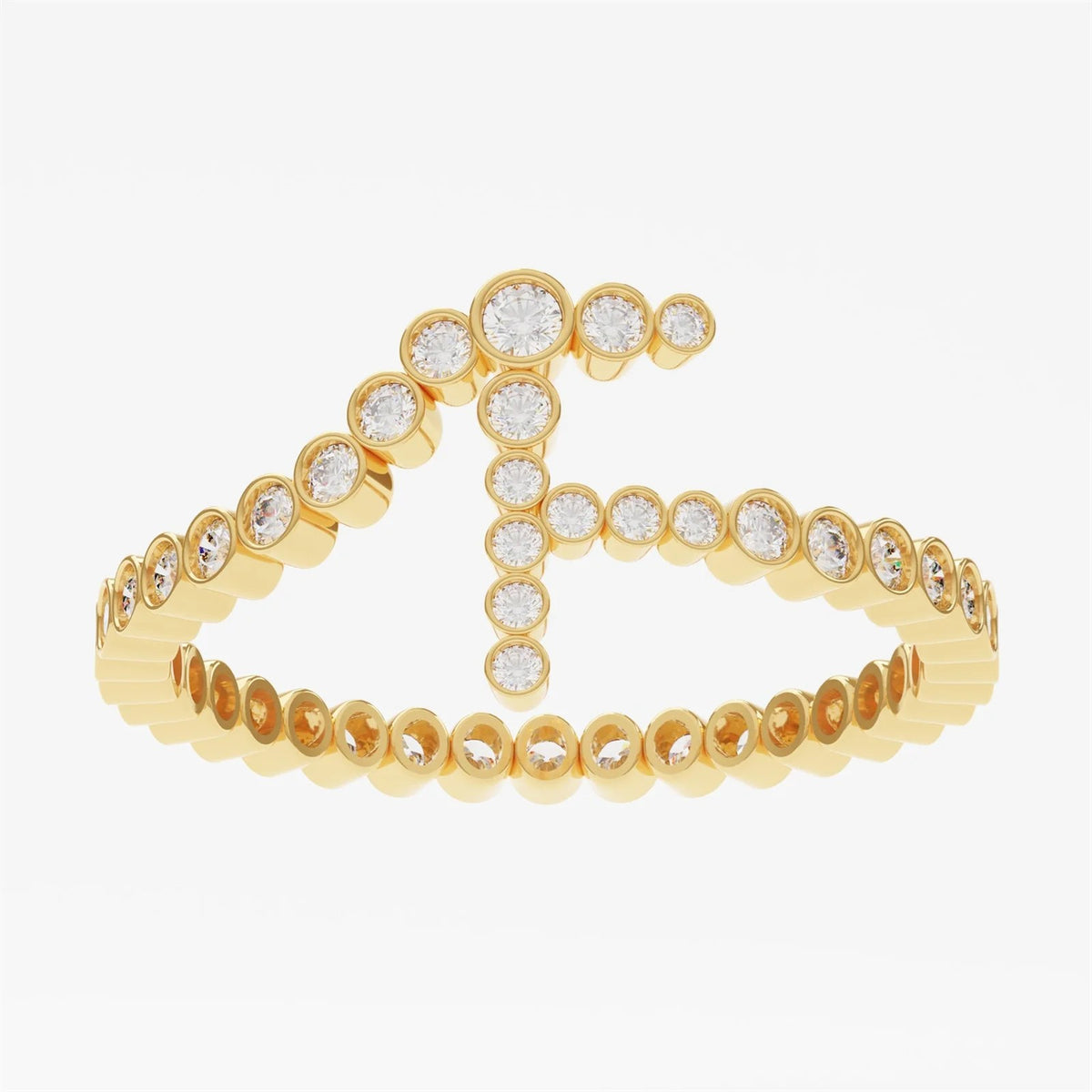Crystal Initial Pinky Ring