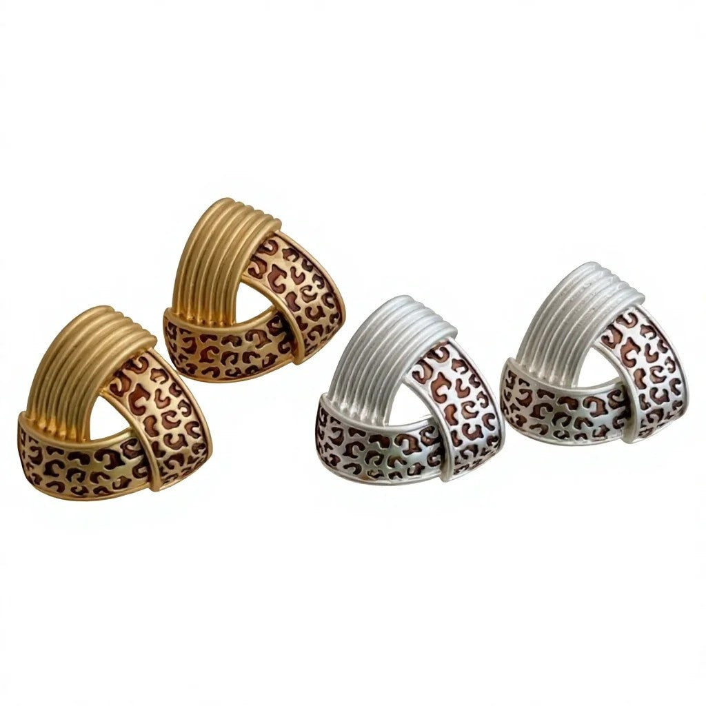 Leopard Triangle Stud Earrings