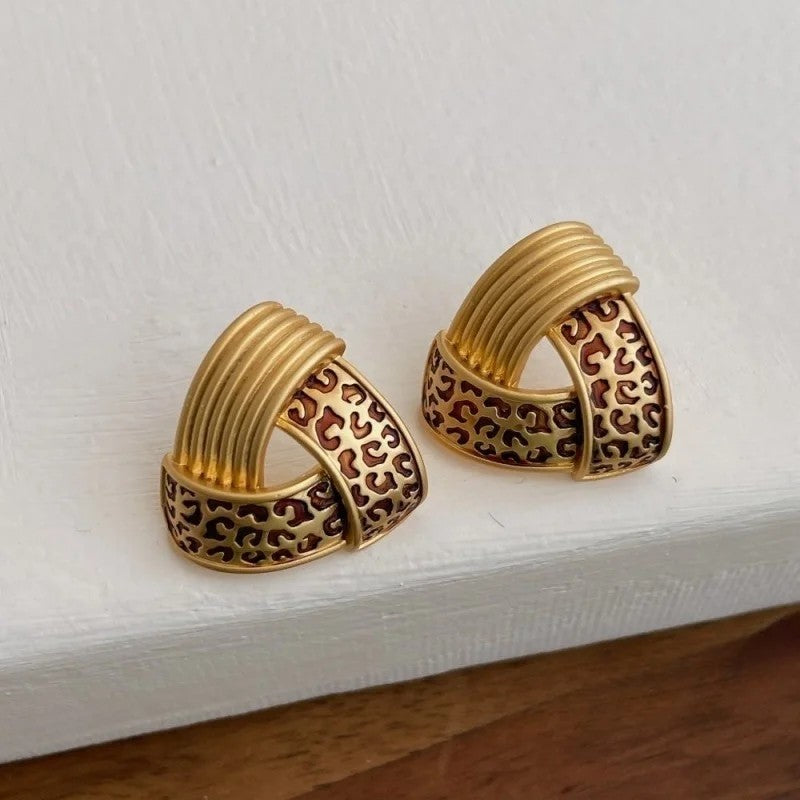 Leopard Triangle Stud Earrings
