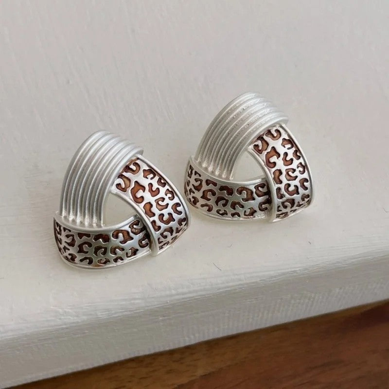 Leopard Triangle Stud Earrings